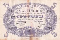 Martinique 5 Francs - Cabasson - Violet - 1901 (1934) - Serial J.254 - P.6