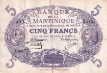 Martinique 5 Francs - Cabasson - Violet - 1901 (1934) - Serial X.283 - P.6