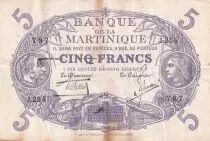 Martinique 5 Francs - Cabasson - Violet - 1901 (1934) - Serial X.283 - P.6