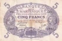 Martinique 5 Francs - Cabasson - Violet - 1901 (1934) - Serial X.283 - P.6