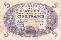 Martinique 5 Francs - Cabasson - Violet - 1901 (1934) - Serial X.283 - P.6