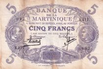 Martinique 5 Francs - Cabasson - Violet - 1901 (1934) - Serial X.317 - P.6