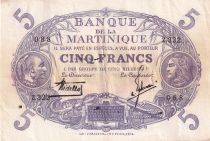 Martinique 5 Francs - Cabasson - Violet - 1901 (1934) - Serial Z.322 - P.6