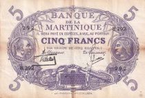 Martinique 5 Francs - Cabasson - Violet - 1901 (1934) - Varieties serials - P.6