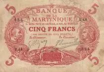 Martinique 5 Francs 2 bust of man and woman - 1903 Serial U.48