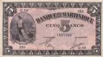 Martinique 5 Francs Liberté - 1942 - Série Q.59