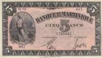 Martinique 5 Francs Liberty - 1942 - S&eacute;rial Q.72