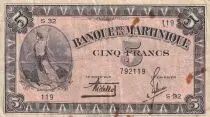 Martinique 5 Francs Liberty - 1942 - Serial S.32