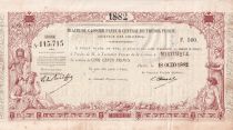 Martinique 500 Francs - Traite du Trésor Public - Sign. Chazal - 18-10-1882- Kol.N°43