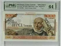 Martinique 5000 Francs Sch?lcher - 1946 Sp&eacute;cimen - PMG 64