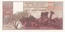 Mauretanien 200 Ouguiya -  Young woman, village scene - Specimen - ND (1973) - P.2s