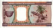 Mauretanien 200 Ouguiya - Canoe - Palm tree- 1974 Specimen