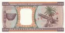 Mauretanien 200 Ouguiya - Canoe - Palm tree- 1974 Specimen