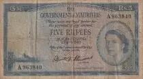 Mauricio 5 Rupees Elizabeth II - 1954 - Serial A
