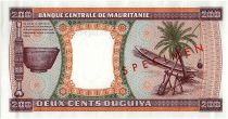 Mauritania 200 Ouguiya - Canoe - Palm tree- 1974 Specimen