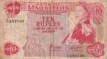Mauritius 10 Roupies - Elizabeth II - ND (1967) - Serial A.34 - P.31c