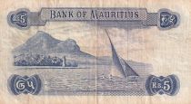 Mauritius 5 Rupees - Elizabeth II - ND (1967) - Boat - Serial A.18 - P.30b