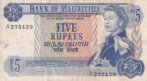 Mauritius 5 Rupees - Elizabeth II - Serial A.17 - P.30c