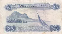Mauritius 5 Rupees Elizabeth II - Serial A.48 - VF - P.30c