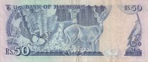 Mauritius 50 Rupees - Building, butterfly, kestrells - ND (1986) - P.37