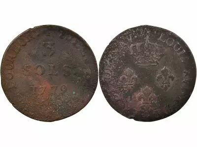 Mauritius Islands of France & Bourbon, Louis XVI - 3 Sols - 1779 A Paris