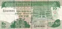 Maurizius 10 Rupees - Parliament - Bridge - ND (1985) - Serial A.49 - P.35