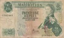 Maurizius 25 Rupees - Elisabeth II - Serial A.10 - P.32b