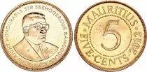 Maurizius 5 Cents - Sir Seewoosagur Ramgoolam - Varieties years (1999-2017)