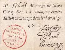 Mayence 5 Sols Black, red stamping in circle - May 1793