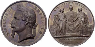 M�daille Francia Bronzo Napol�on III 1860