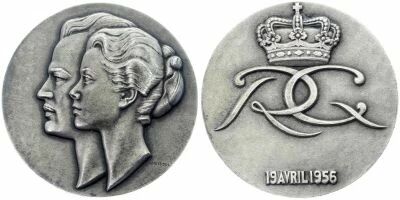 M�daille Monaco Silber Rainier III de Monaco 1956