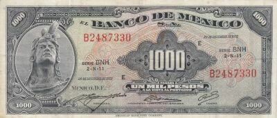 Mexico 1000 Pesos - Cuauhtemoc - Pyramid of Chichen-itza - 1972 - BNH Series