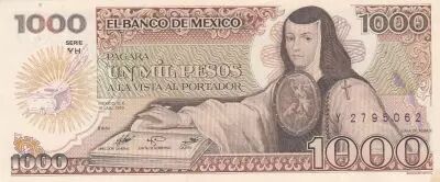 Mexico 1000 Pesos - Juana De Asbaje - 19-07-1985 - Serial YH