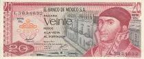 M&eacute;xico 20 Pesos - J. Morelos - Pir&aacute;mide de Quetzalcoatl - 1977