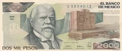 M�xico 2000 Pesos - University - Justo Siena - 28-03-1989 - Serial DH
