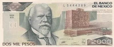 M�xico 2000 Pesos - University - Justo Siena - 28-03-1989 - Serial ED