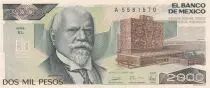 Mexico 2000 Pesos - University - Justo Siena - 28-03-1989 - Serial EL