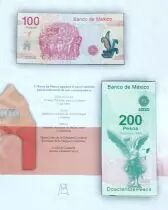Mexiko 100 & 200 Pesos - Commemoratives notes of the independance and the revolution - Folder - 2010