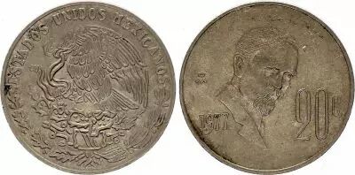 Mexiko 20 Centavos Francisco Ignacio Madero Gonzalez - 1975/1982