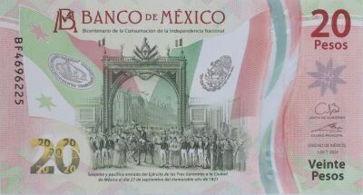 Mexiko 20 Pesos - 200 years of independence - Polymer - 2021 - BF series
