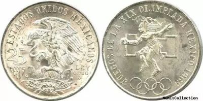 Mexiko 25 Pesos National arms - Mexico Olympics Games 1968