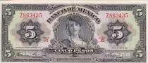 Mexiko 5 Pesos - Woman - Independence Monument - 1961 - Serial JQ - P.60f