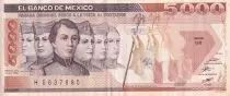 Mexiko 5000 Pesos - Soldiers - Chapultepec Castle - Serial GE - 1989 - VF+ - P.88