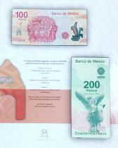 Mexique 100 & 200 Pesos - Billets commémoratifs de l\'Indépendance et de la Révolution - Folder - 2010