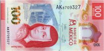 Mexique 100 Pesos, Juana de Asbaje - Paysage et Papillon - Polymer - 2021 - Neuf