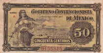 Mexique 50 Centavos Gobierno convencioniste de Mexico, Toluca