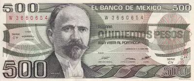 Mexique 500 Pesos - Madero - Bas relief - 1984 - S�rie CY - P.79a