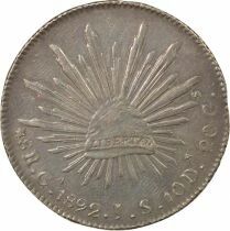 Mexique 8 Reales Argent - 1892 Ga Guadalajara