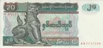 Mianmar 20 Kyat - Chinz� - Elefantes y fuente - 1994
