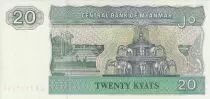 Mianmar 20 Kyat - Chinz&eacute; - Elefantes y fuente - 1994